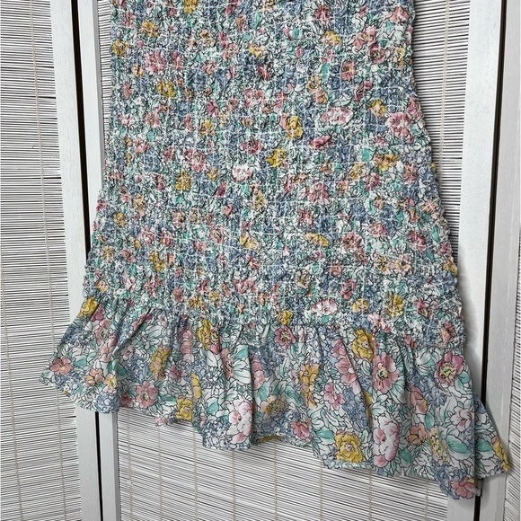 Petersyn Benson Off Shoulder Smocked Floral Mini Dress Blue Pink Size S NWT - Picture 3 of 8